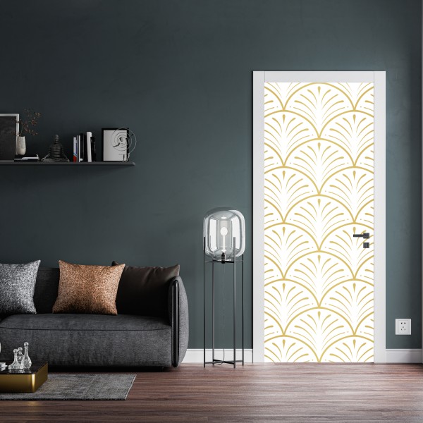 Türaufkleber goldenes art deco fächermuster – Wallnifity® Türaufkleber goldenes art deco fächermuster – Wallnifity®