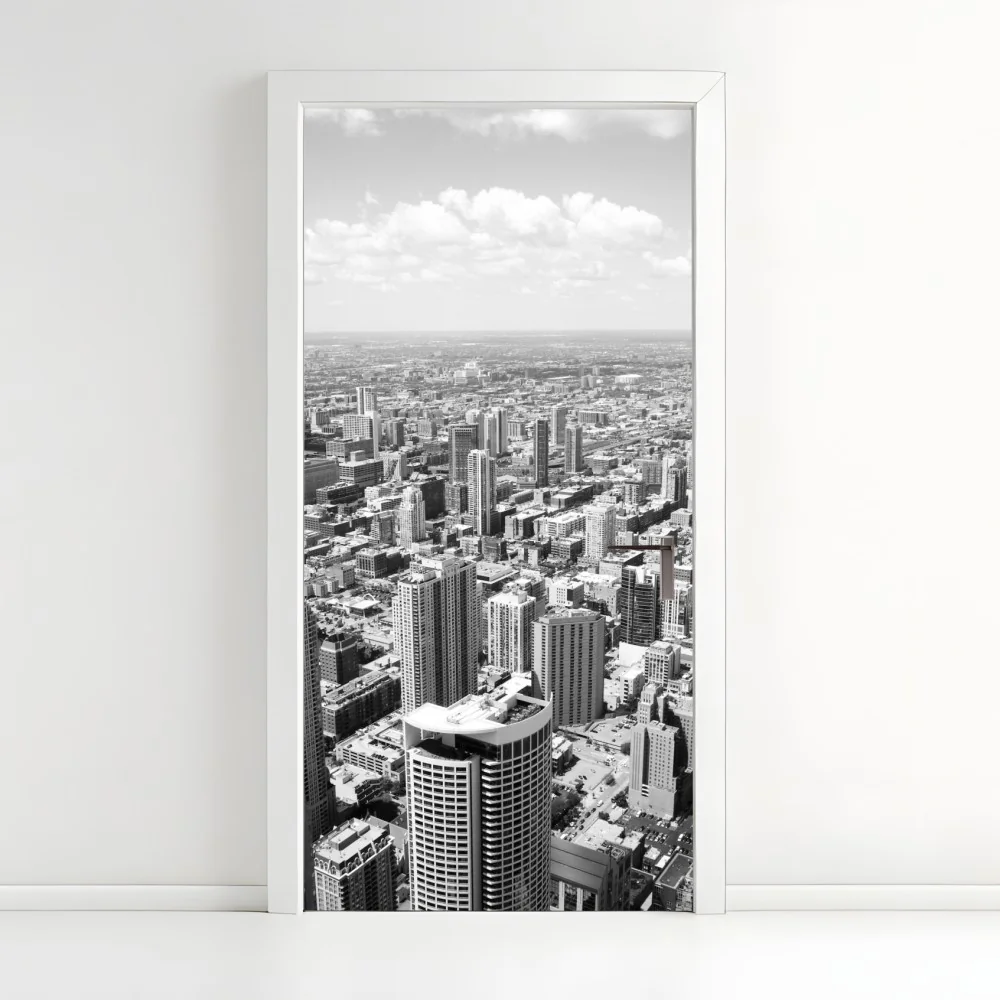 Türaufkleber Chicago skyline in graustufen – Wallnifity® Türaufkleber Chicago skyline in graustufen – Wallnifity®