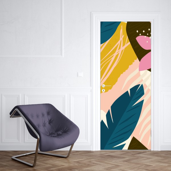 Türaufkleber türkiser aquarellausbruch abstrakt – Wallnifity®