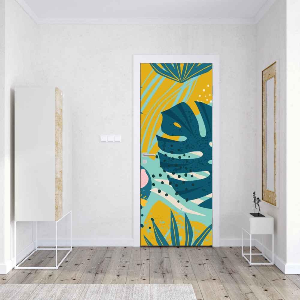 Türaufkleber tropische blätter und blüten – Wallnifity® Türaufkleber tropische blätter und blüten – Wallnifity®