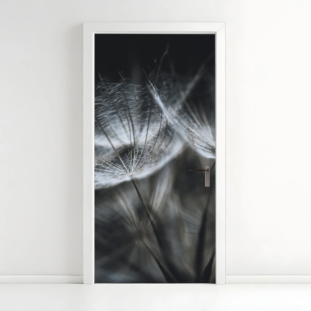Türaufkleber zarte löwenzahnsamen in monochrom – Wallnifity® Türaufkleber zarte löwenzahnsamen in monochrom – Wallnifity®