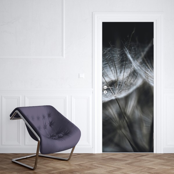 Türaufkleber zarte löwenzahnsamen in monochrom – Wallnifity® Türaufkleber zarte löwenzahnsamen in monochrom – Wallnifity®