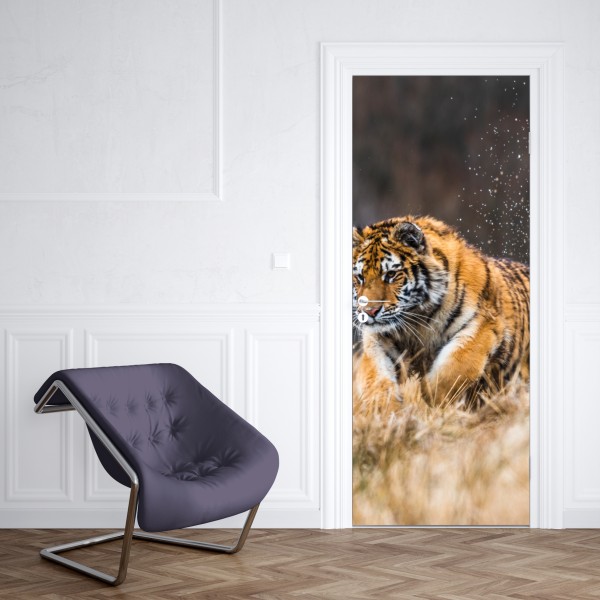 Türaufkleber zartes blaues blumenmuster – Wallnifity®