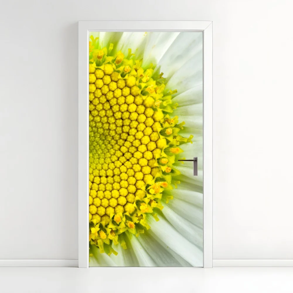 Türaufkleber makro gänseblümchen spiralmuster – Wallnifity®