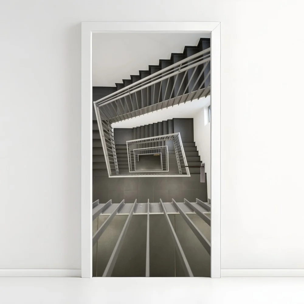 Türaufkleber geometrisches treppenhaus in perspektive – Wallnifity® Türaufkleber geometrisches treppenhaus in perspektive – Wallnifity®