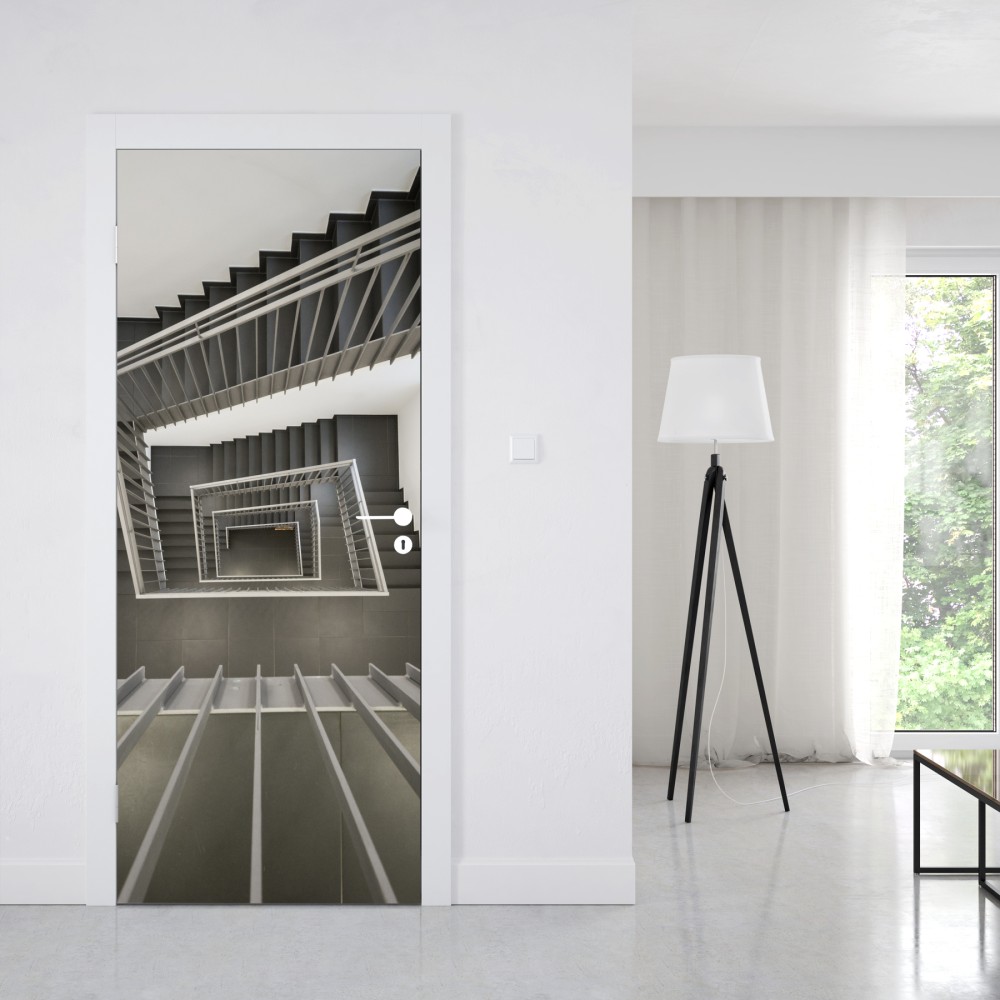Türaufkleber geometrisches treppenhaus in perspektive – Wallnifity® Türaufkleber geometrisches treppenhaus in perspektive – Wallnifity®