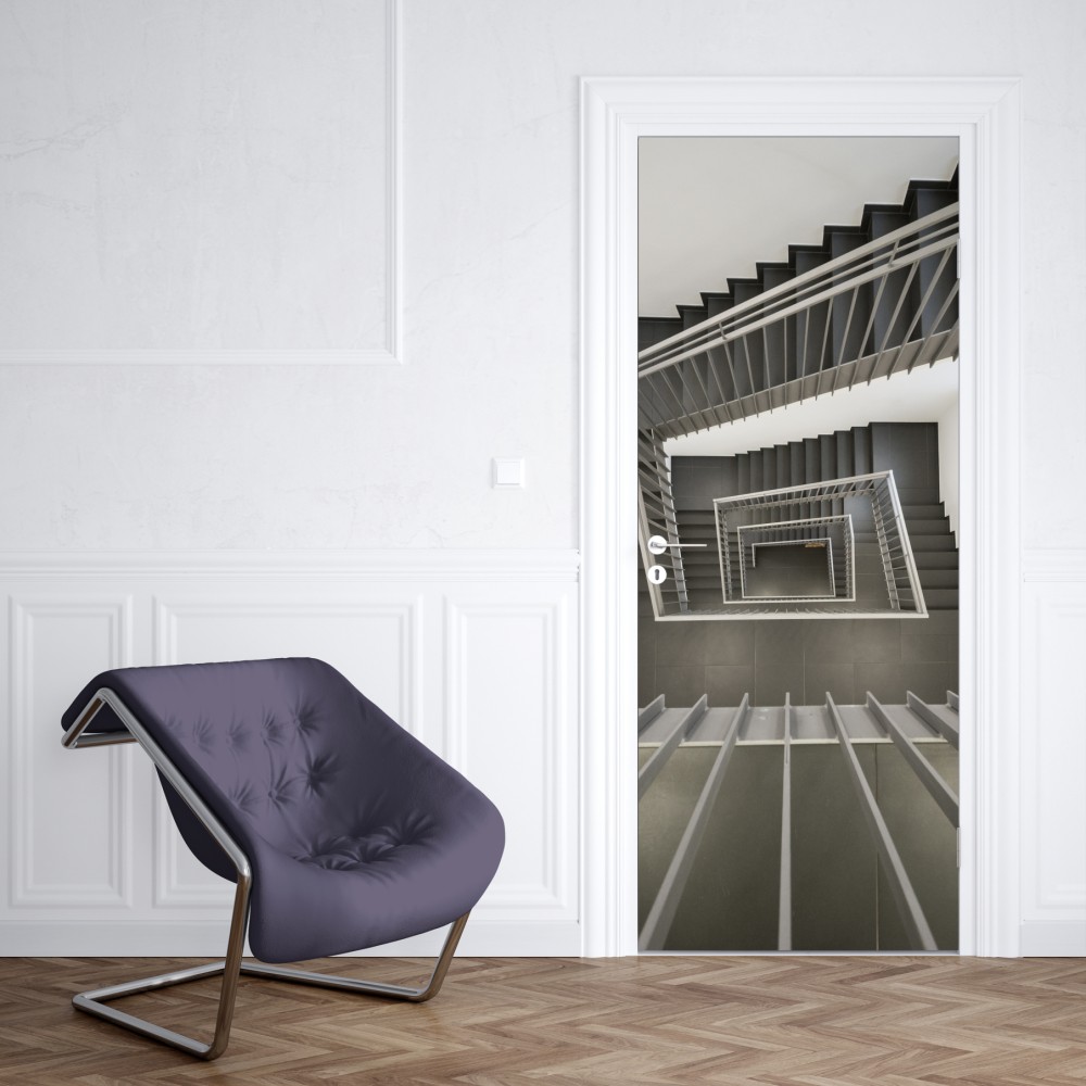 Türaufkleber geometrisches treppenhaus in perspektive – Wallnifity® Türaufkleber geometrisches treppenhaus in perspektive – Wallnifity®