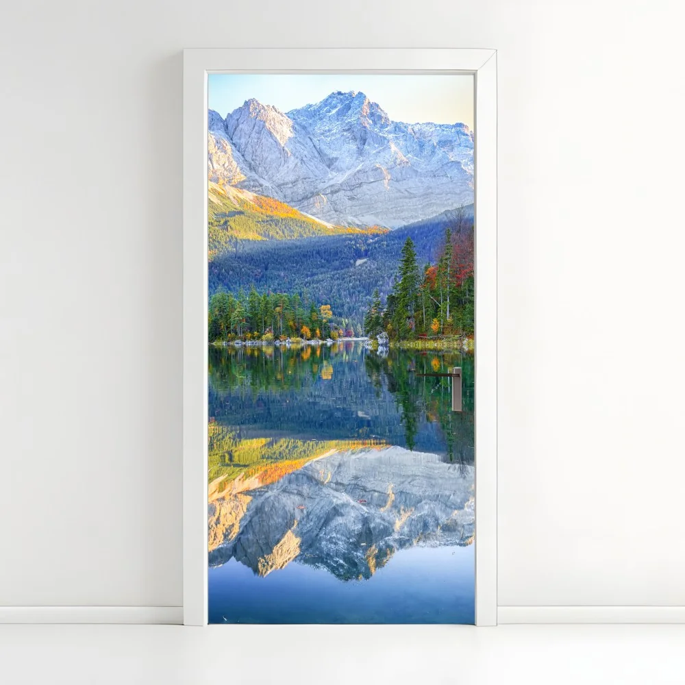 Türaufkleber herbstliche spiegelung am Eibsee bei Zugspitze – Wallnifity® Türaufkleber herbstliche spiegelung am Eibsee bei Zugspitze – Wallnifity®