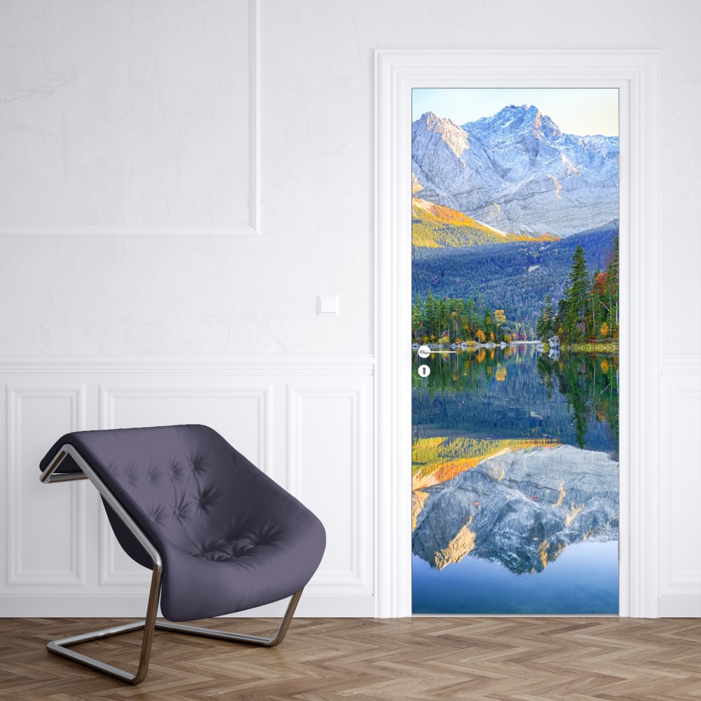 Türaufkleber herbstliche spiegelung am Eibsee bei Zugspitze – Wallnifity® Türaufkleber herbstliche spiegelung am Eibsee bei Zugspitze – Wallnifity®