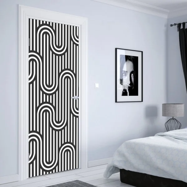 Türaufkleber schwarz-weiß geometrisches optisches muster – Wallnifity® Türaufkleber schwarz-weiß geometrisches optisches muster – Wallnifity®