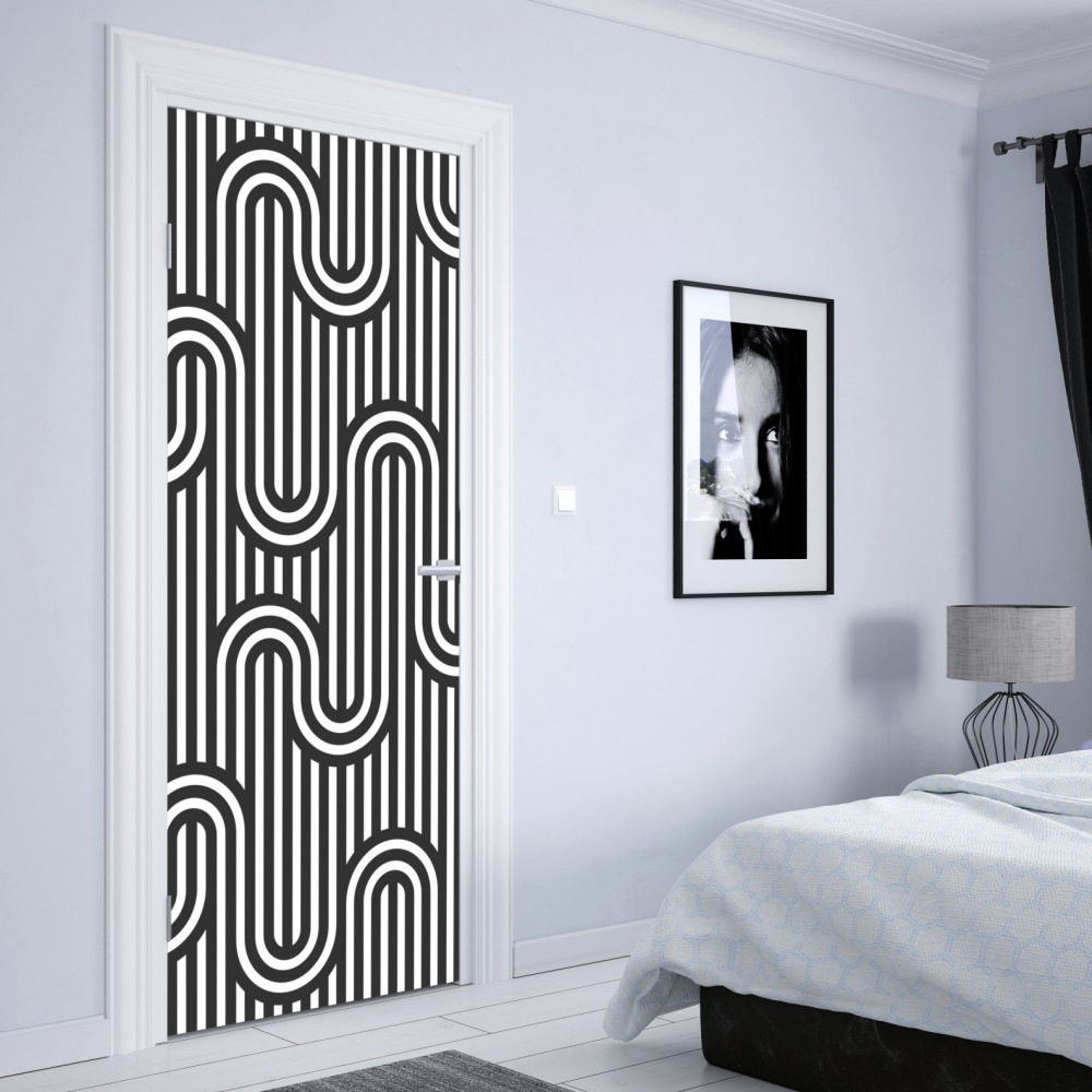 Türaufkleber schwarz-weiß geometrisches optisches muster – Wallnifity® Türaufkleber schwarz-weiß geometrisches optisches muster – Wallnifity®