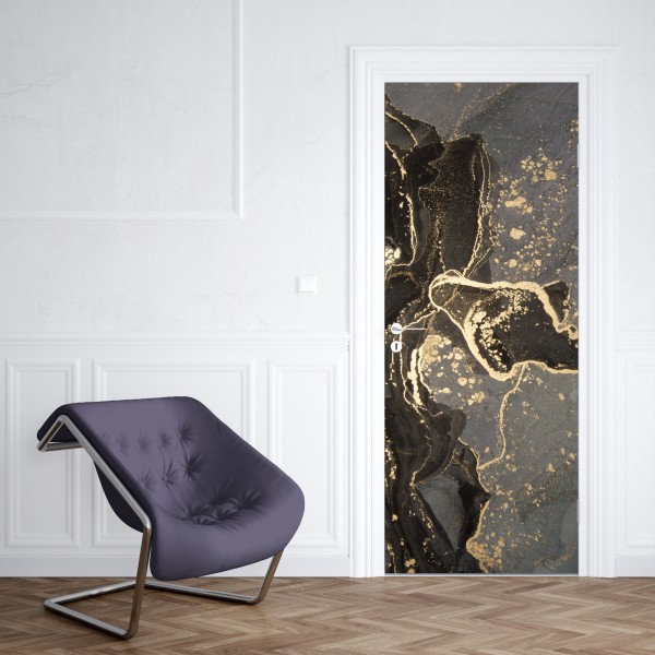 Türaufkleber goldenes wellenmuster wanddeko – Wallnifity®