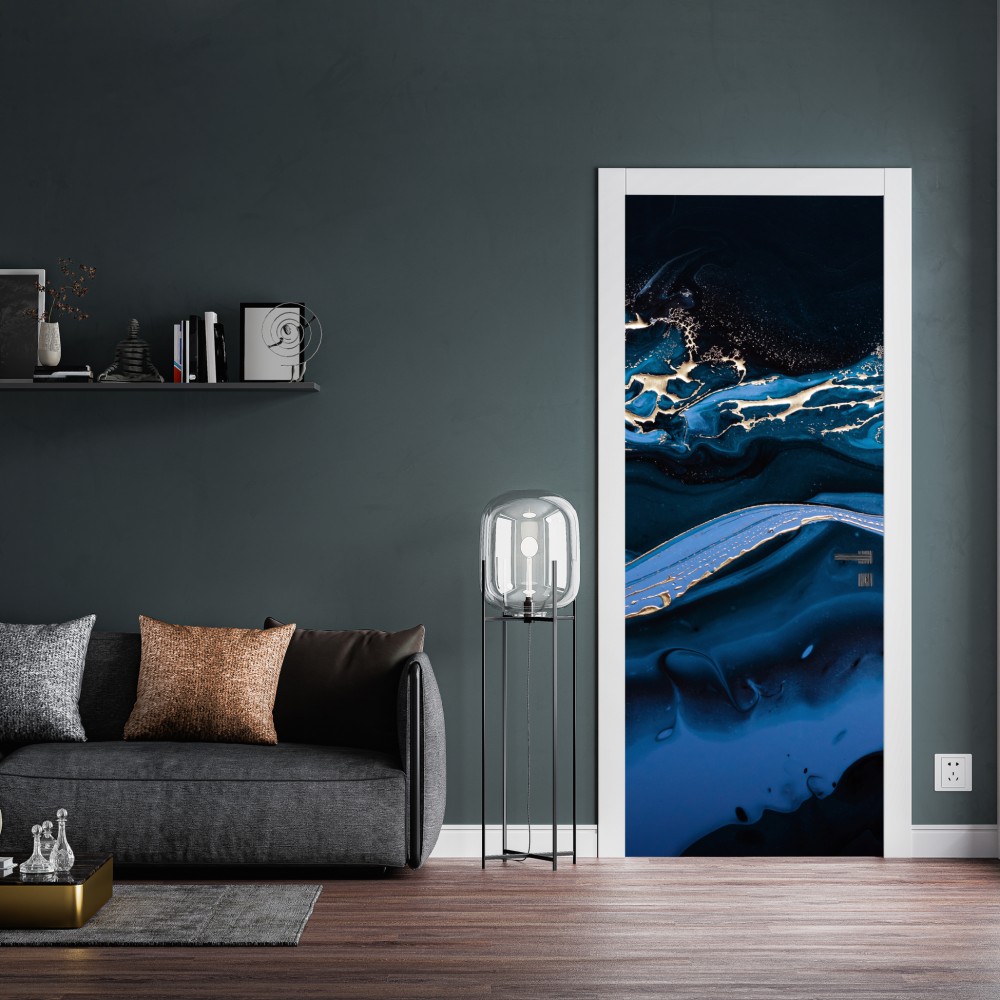 Türaufkleber marineblaue und goldene abstraktion – Wallnifity® Türaufkleber marineblaue und goldene abstraktion – Wallnifity®