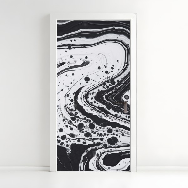 Türaufkleber luxuriöser schwarz-goldener marmor abstrakt – Wallnifity®