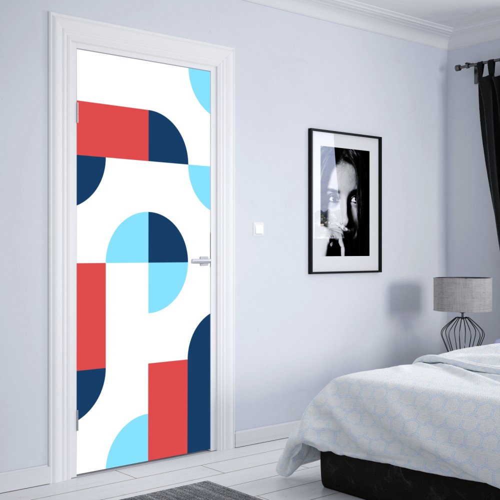 Türaufkleber mutiges geometrisches muster in dunkelblau und koralle – Wallnifity® Türaufkleber mutiges geometrisches muster in dunkelblau und koralle – Wallnifity®