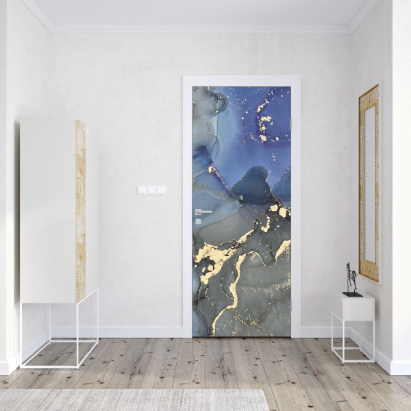 Türaufkleber luxuriöse blau-goldene abstraktion – Wallnifity® Türaufkleber luxuriöse blau-goldene abstraktion – Wallnifity®