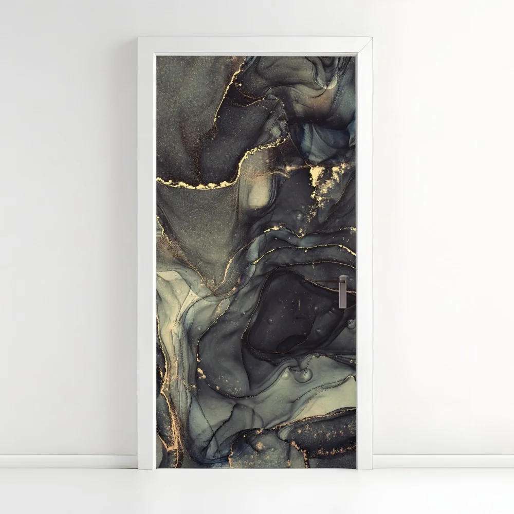 Türaufkleber luxuriöse abstrakte alkoholtinten-kunst mit goldenen adern – Wallnifity® Türaufkleber luxuriöse abstrakte alkoholtinten-kunst mit goldenen adern – Wallnifity®