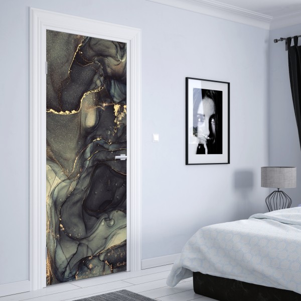 Türaufkleber luxuriöse abstrakte alkoholtinten-kunst mit goldenen adern – Wallnifity® Türaufkleber luxuriöse abstrakte alkoholtinten-kunst mit goldenen adern – Wallnifity®