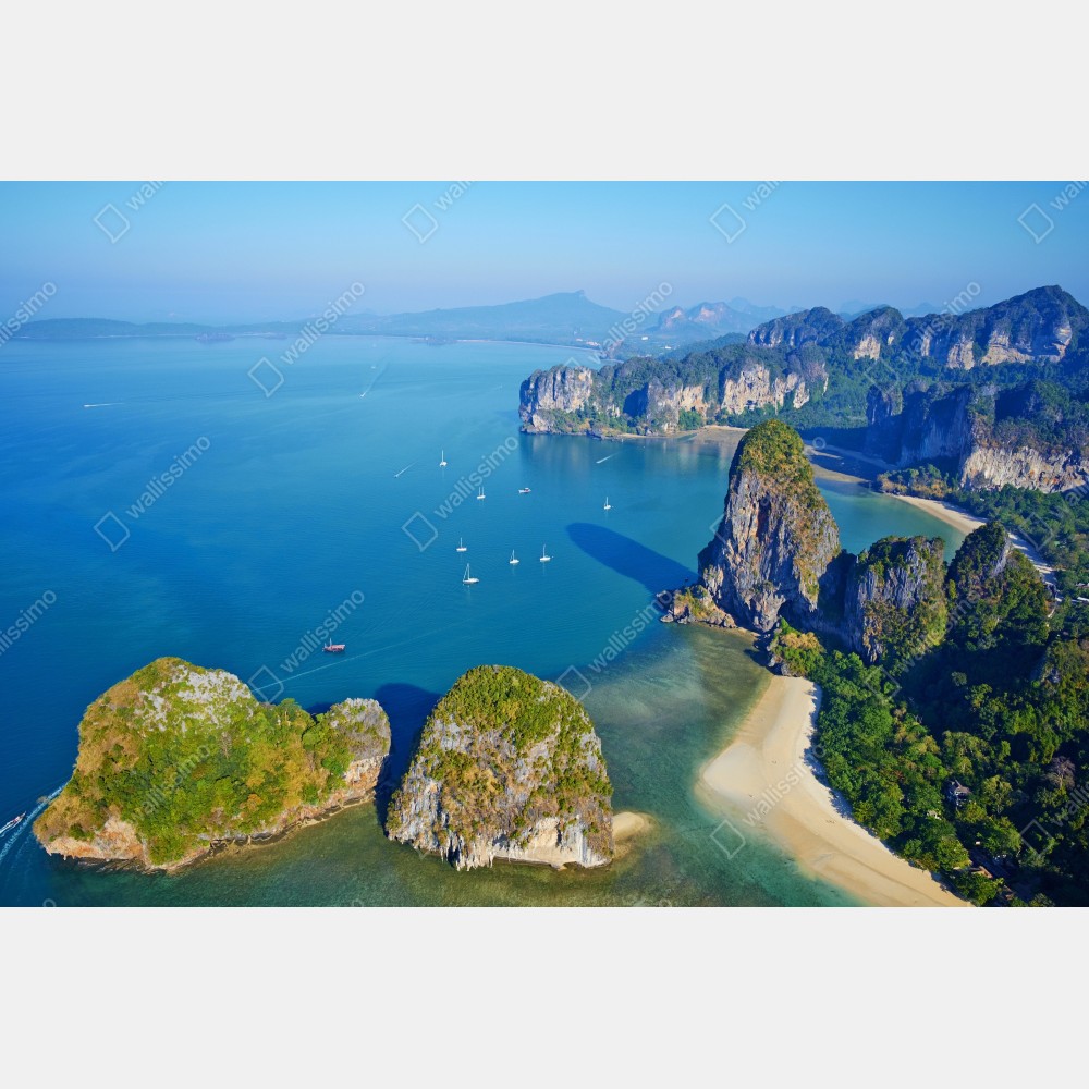 Türaufkleber türkise insel- und klippenlandschaft – Wallnifity® Türaufkleber türkise insel- und klippenlandschaft – Wallnifity®