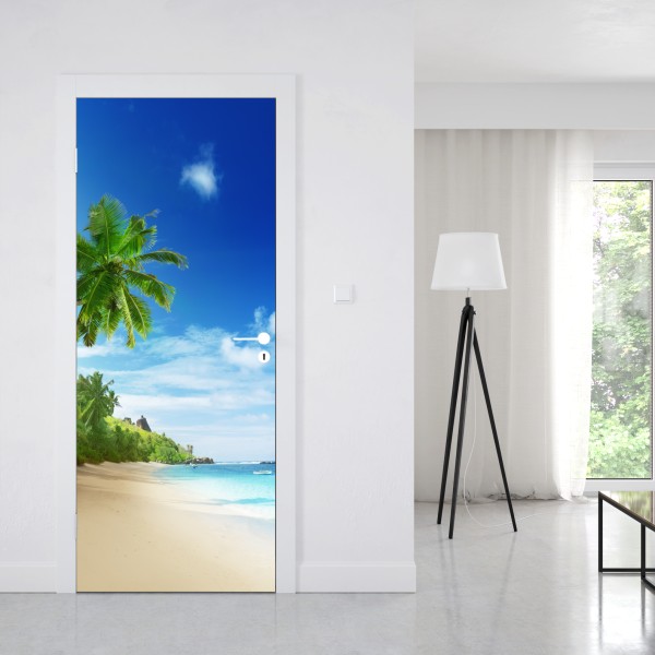 Türaufkleber sonnenuntergang am strand von Mahe, Seychellen – Wallnifity® Türaufkleber sonnenuntergang am strand von Mahe, Seychellen – Wallnifity®