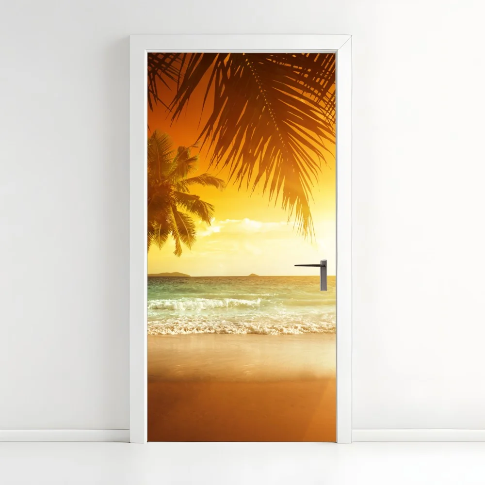 Türaufkleber goldener sonnenuntergang an einem strand in der Karibik – Wallnifity® Türaufkleber goldener sonnenuntergang an einem strand in der Karibik – Wallnifity®