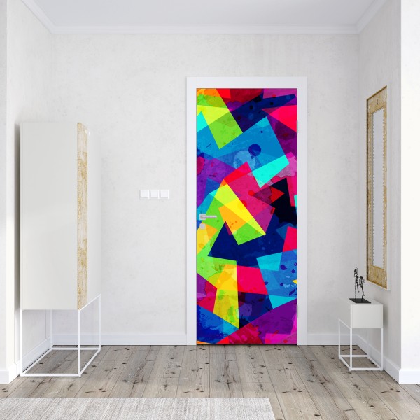Türaufkleber lebendige geometrische aquarell-collage – Wallnifity® Türaufkleber lebendige geometrische aquarell-collage – Wallnifity®