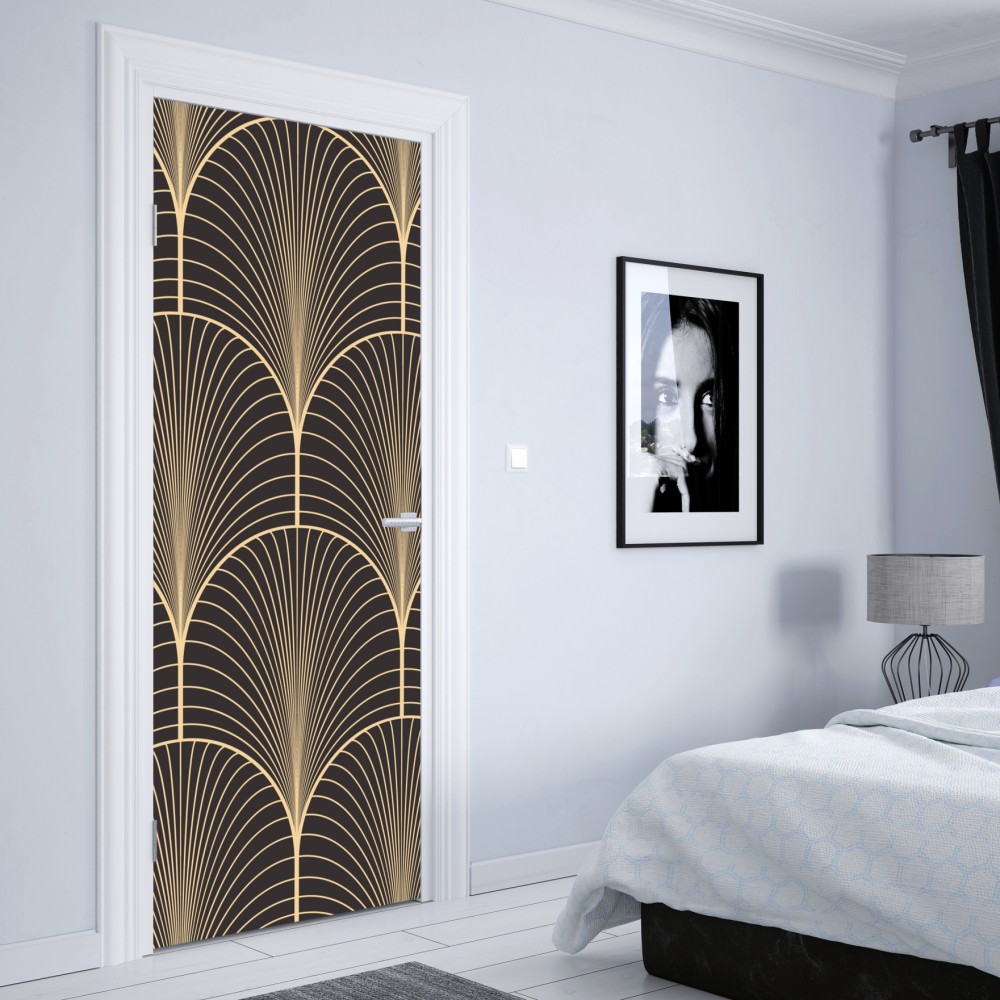 Türaufkleber art deco goldenes fächermuster – Wallnifity® Türaufkleber art deco goldenes fächermuster – Wallnifity®