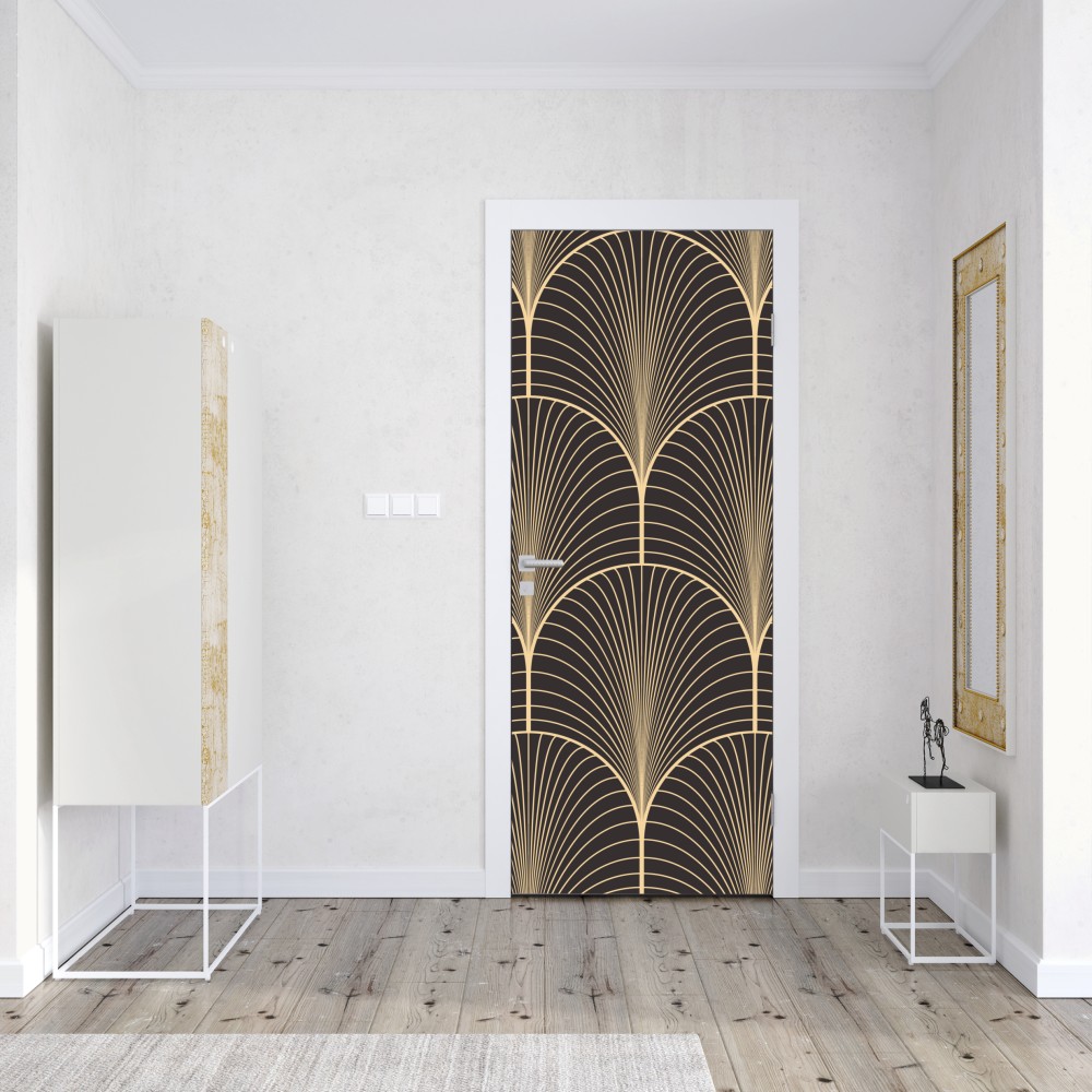 Türaufkleber art deco goldenes fächermuster – Wallnifity® Türaufkleber art deco goldenes fächermuster – Wallnifity®