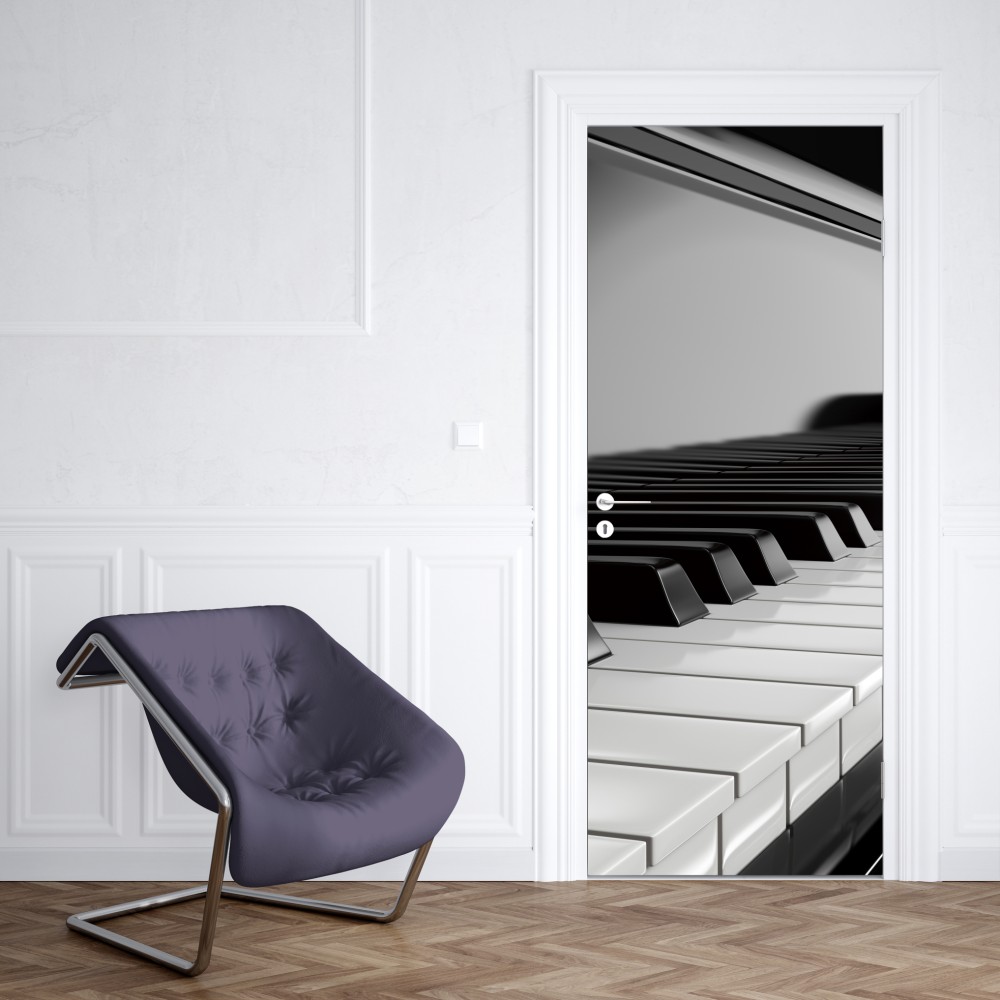 Türaufkleber elegante schwarzweiß klaviertasten – Wallnifity® Türaufkleber elegante schwarzweiß klaviertasten – Wallnifity®