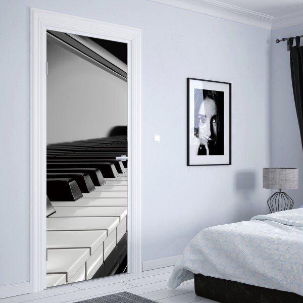 Türaufkleber elegante schwarzweiß klaviertasten – Wallnifity® Türaufkleber elegante schwarzweiß klaviertasten – Wallnifity®