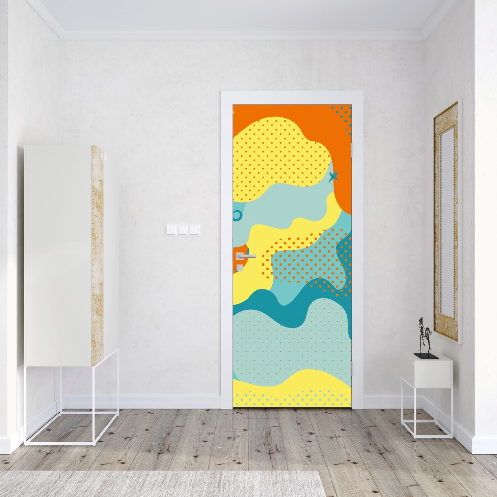Türaufkleber lebendige abstrakte pop-art-komposition – Wallnifity® Türaufkleber lebendige abstrakte pop-art-komposition – Wallnifity®