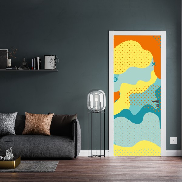 Türaufkleber lebendige abstrakte pop-art-komposition – Wallnifity® Türaufkleber lebendige abstrakte pop-art-komposition – Wallnifity®