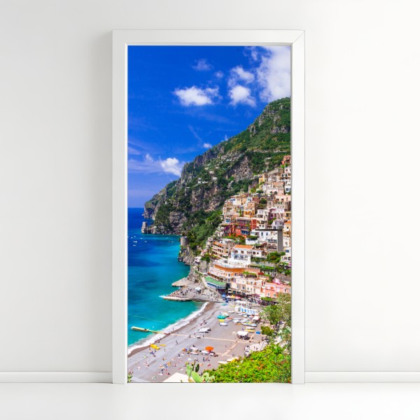 Türaufkleber sonnige panoramaaufnahme von Positano an der Amalfiküste – Wallnifity® Türaufkleber sonnige panoramaaufnahme von Positano an der Amalfiküste – Wallnifity®