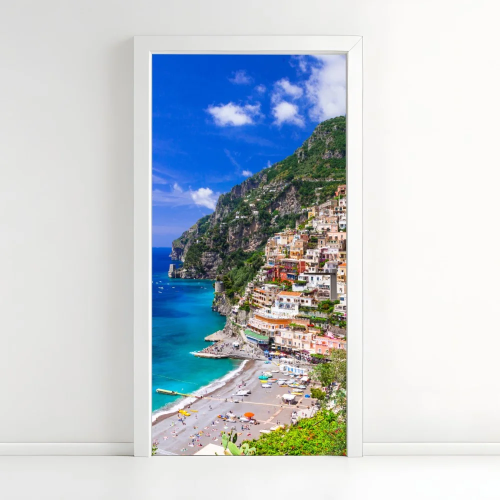 Türaufkleber sonnige panoramaaufnahme von Positano an der Amalfiküste – Wallnifity® Türaufkleber sonnige panoramaaufnahme von Positano an der Amalfiküste – Wallnifity®