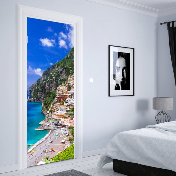 Türaufkleber sonnige panoramaaufnahme von Positano an der Amalfiküste – Wallnifity® Türaufkleber sonnige panoramaaufnahme von Positano an der Amalfiküste – Wallnifity®