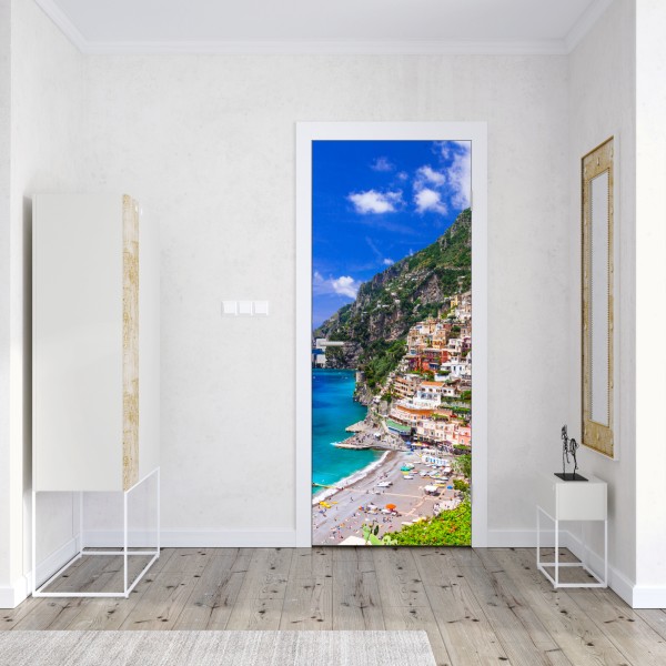 Türaufkleber sonnige panoramaaufnahme von Positano an der Amalfiküste – Wallnifity® Türaufkleber sonnige panoramaaufnahme von Positano an der Amalfiküste – Wallnifity®