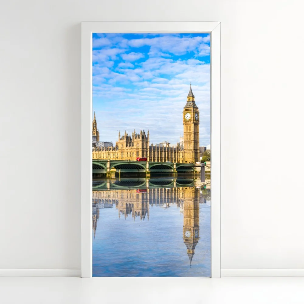 Türaufkleber London skyline mit spiegelung auf dem fluss – Wallnifity® Türaufkleber London skyline mit spiegelung auf dem fluss – Wallnifity®