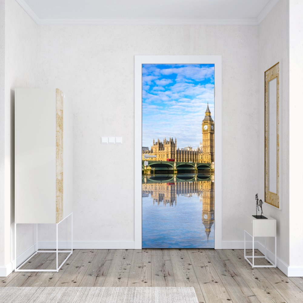 Türaufkleber London skyline mit spiegelung auf dem fluss – Wallnifity® Türaufkleber London skyline mit spiegelung auf dem fluss – Wallnifity®