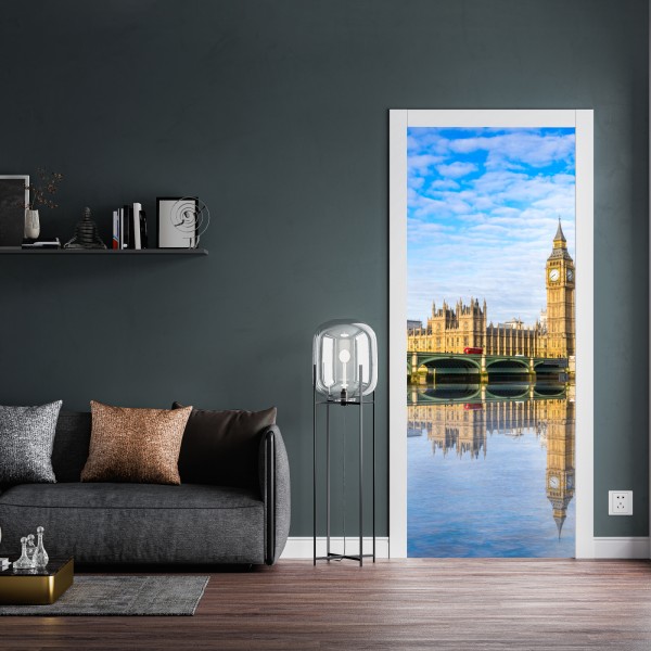 Türaufkleber London skyline mit spiegelung auf dem fluss – Wallnifity® Türaufkleber London skyline mit spiegelung auf dem fluss – Wallnifity®