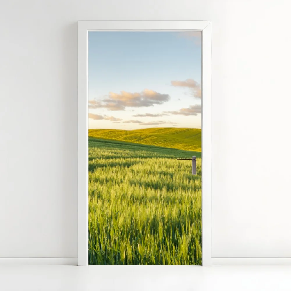 Türaufkleber ruhige grüne wiesen panorama – Wallnifity®