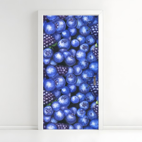 Türaufkleber zartes blaues blumenmuster – Wallnifity®