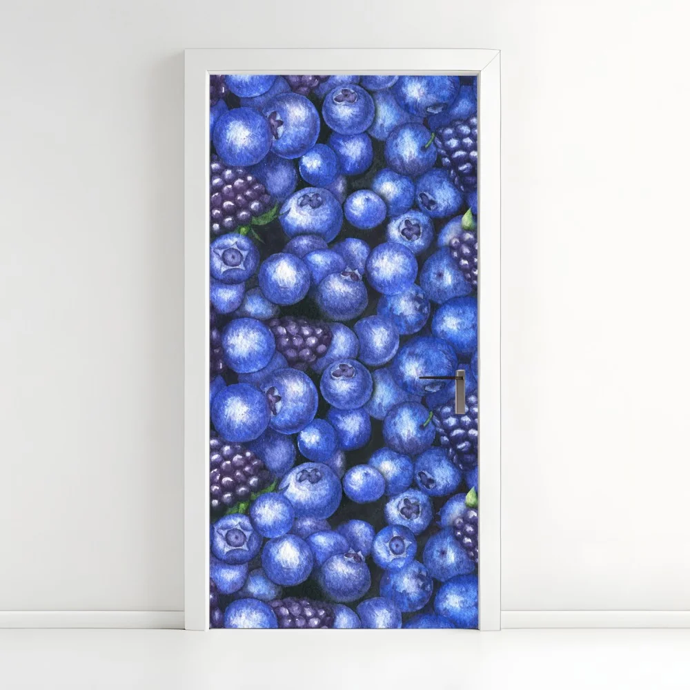 Türaufkleber aquarellmuster mit blaubeeren und brombeeren – Wallnifity® Türaufkleber aquarellmuster mit blaubeeren und brombeeren – Wallnifity®