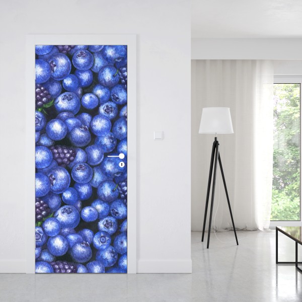 Türaufkleber zartes blaues blumenmuster – Wallnifity®