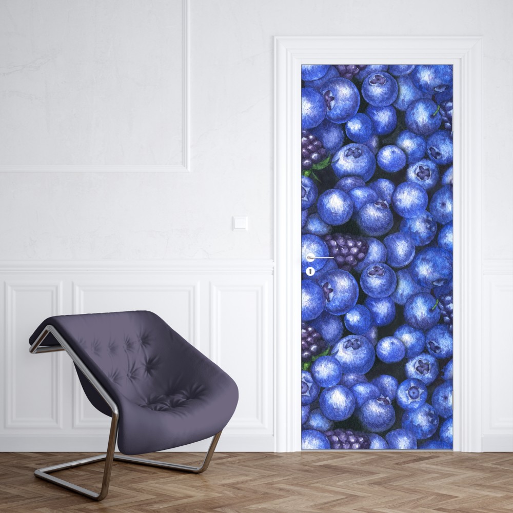 Türaufkleber aquarellmuster mit blaubeeren und brombeeren – Wallnifity® Türaufkleber aquarellmuster mit blaubeeren und brombeeren – Wallnifity®