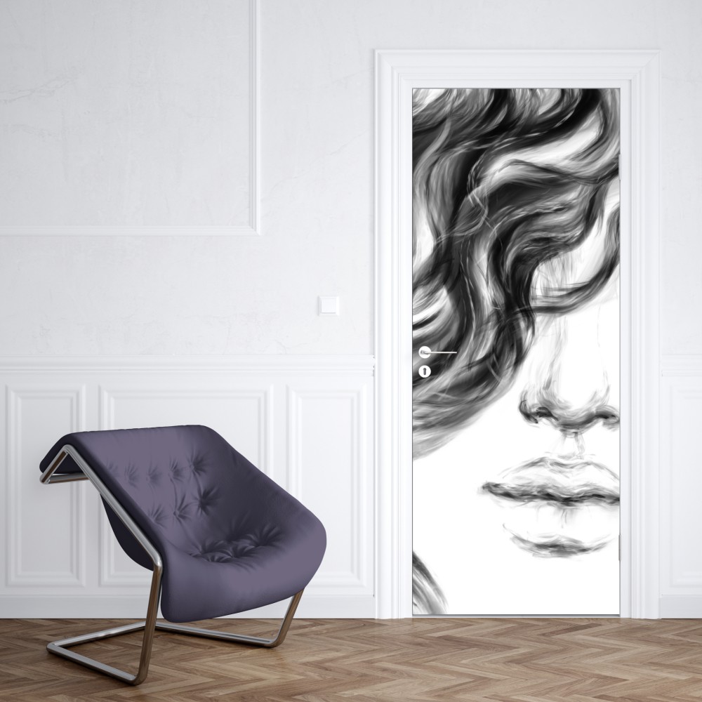 Türaufkleber ätherisches monochromes porträt – Wallnifity® Türaufkleber ätherisches monochromes porträt – Wallnifity®