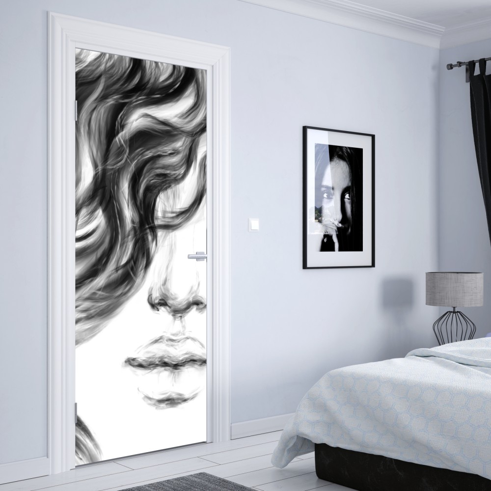 Türaufkleber ätherisches monochromes porträt – Wallnifity® Türaufkleber ätherisches monochromes porträt – Wallnifity®