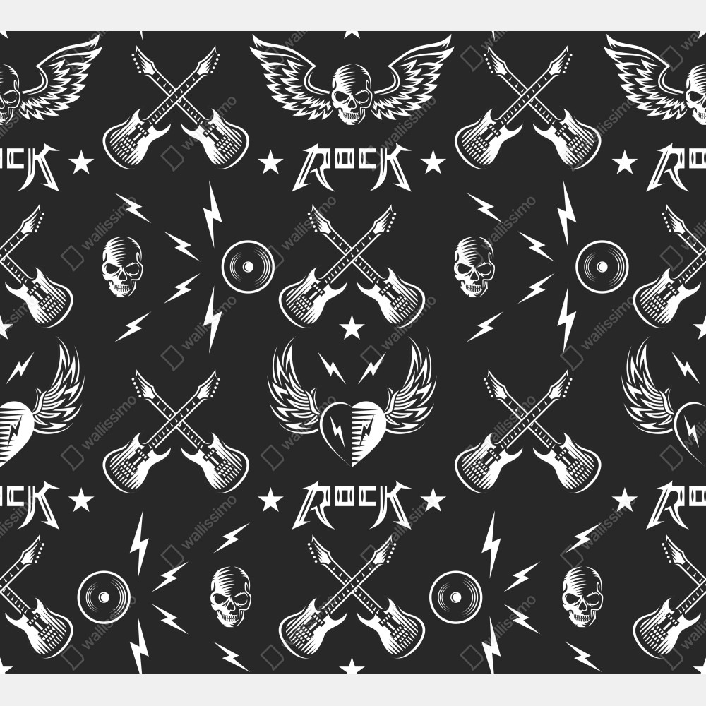 Türaufkleber nahtloses muster mit rock-symbolen – Wallnifity® Türaufkleber nahtloses muster mit rock-symbolen – Wallnifity®