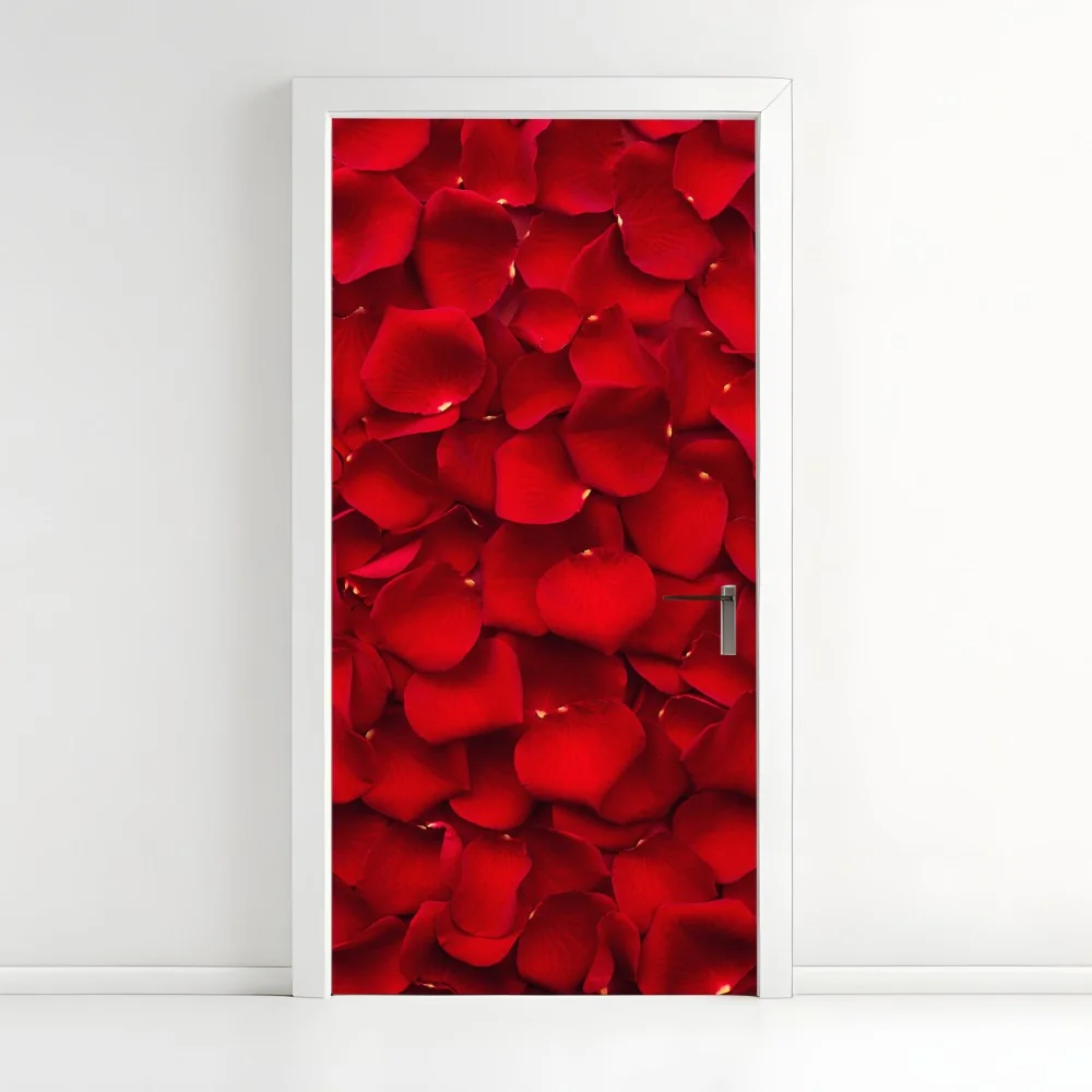 Türaufkleber rote rosenblätter hintergrund – Wallnifity®
