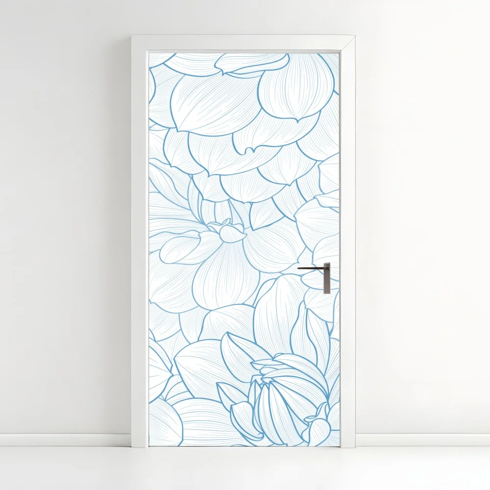 Türaufkleber zartes blaues blumenmuster – Wallnifity® Türaufkleber zartes blaues blumenmuster – Wallnifity®