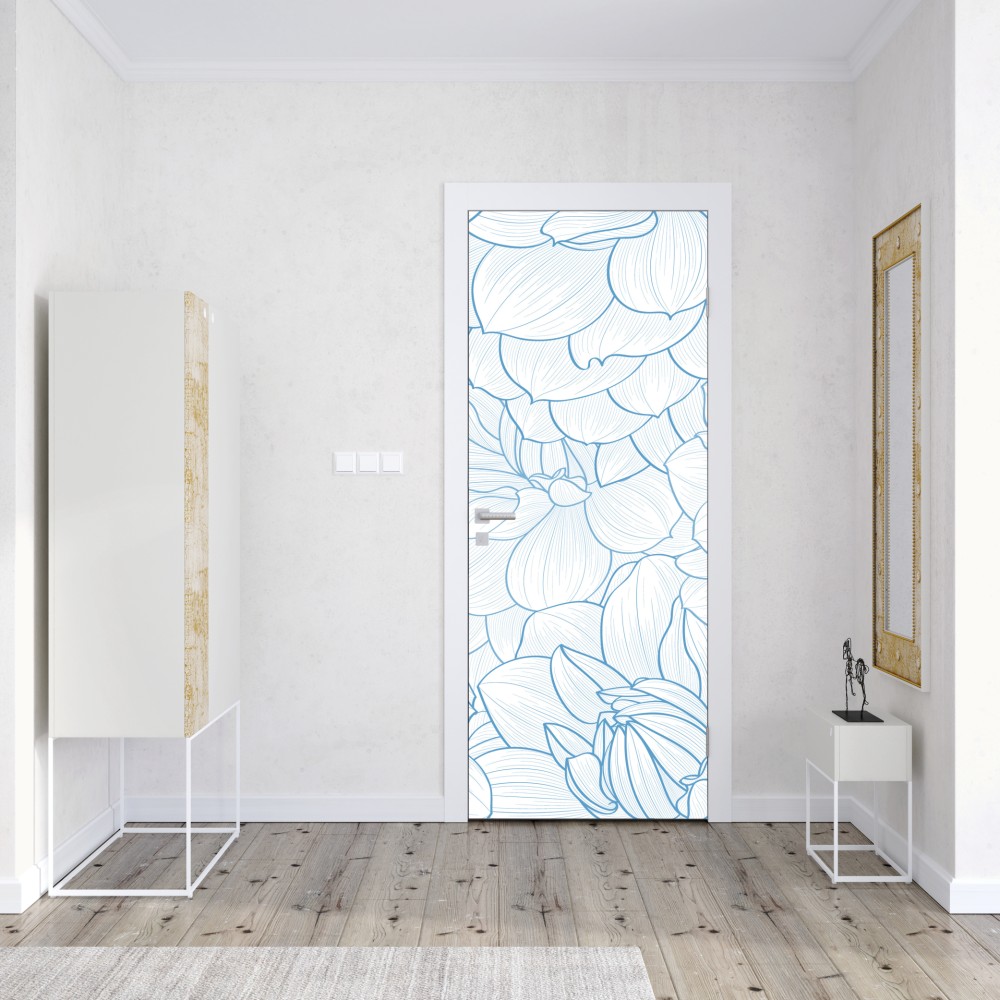 Türaufkleber zartes blaues blumenmuster – Wallnifity® Türaufkleber zartes blaues blumenmuster – Wallnifity®